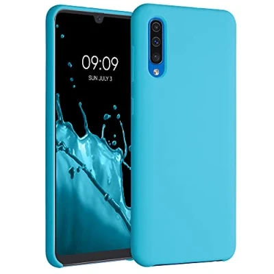 Afbeelding van kwmobile telefoonhoesje geschikt voor Samsung Galaxy A50 Hoesje met siliconen coating Smartphone case in zeeblauw