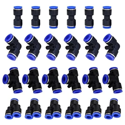 Afbeelding van HUAZIZ 24 Stks Pneumatische Connector 3/8 inch Snelkoppelingen Perslucht 4 Vormen voor Afdichting Buisverbinding Gecomprimeerde Lucht Type Y/T/Rechts/Hoek