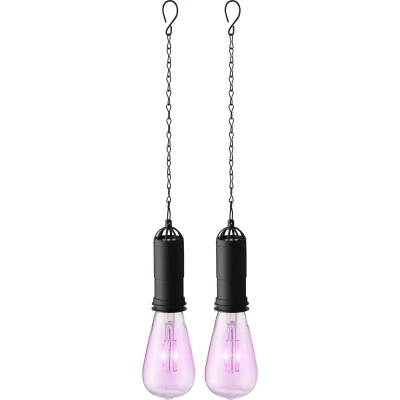 Afbeelding van 2x stuks roze solar tuinverlichting hanglampen kunststof 20 cm Buitenverlichting