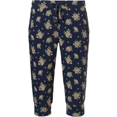 Afbeelding van Blauwe capri broek roosjes Pastunette Blauw Maat L