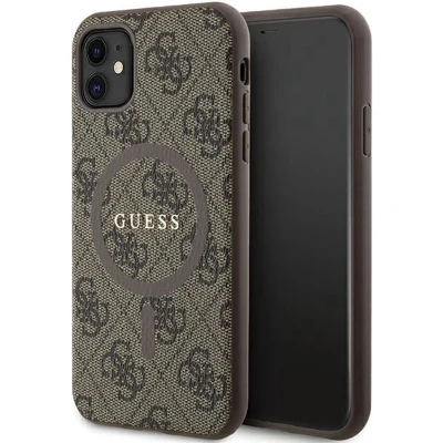 Afbeelding van Guess 4G Back Case (MagSafe Compatible) Geschikt voor Apple iPhone 11 (6.1&quot;) Bruin