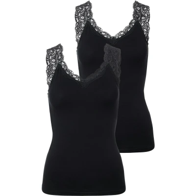 Afbeelding van Pieces 2 Pack dames hemd kant Lace Top Barbera XS Zwart