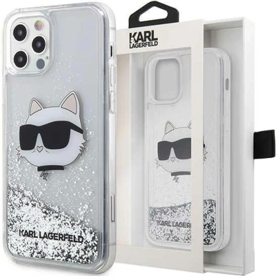 Afbeelding van Karl Lagerfeld KLHCP12MLNCHCS hoesje voor iPhone 12/12 Pro zilver Glitter Choupette Hoofd