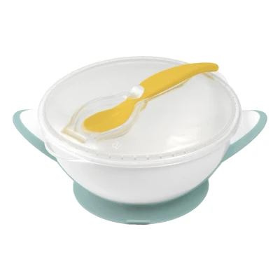 Afbeelding van Baby Ono Groen/Geel Kommetje met Zuignap &amp; Lepel 1063/04