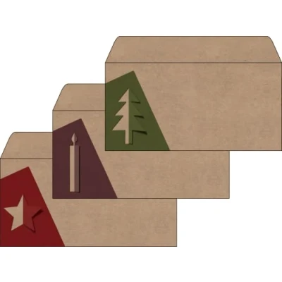 Afbeelding van SIGEL DU258 Kerst Enveloppen &quot;Cut out Style&quot;, Gummed, DL, 25 stuks