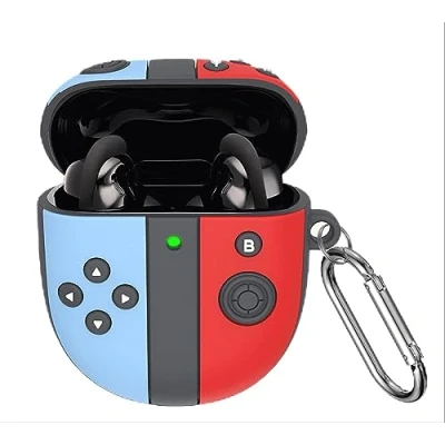 Afbeelding van GIOPUEY beschermhoes compatibel met Bose QuietComfort Earbuds II/Ultra (2023), schattige grappige cartoon TPU siliconen haak sleutelhanger Game Console b