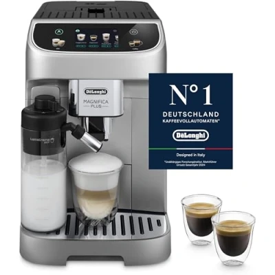 Afbeelding van De&#039;Longhi Magnifica Plus ECAM322.70.SB Model 2024 Automatisch koffiezetapparaat voor bonen, automatische melkopschuimer melkcrème, 18 dranken, touch bedieningspaneel met kleurendisplay