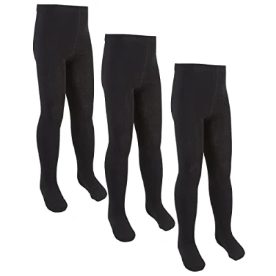 Afbeelding van 3 paar meisjes kinderen katoen rijke zachte rekbare gebreide school uniform alledaagse panty leeftijden 2 13 jaar, Zwart, 5 6 jaar