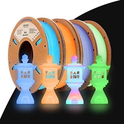 Afbeelding van Eryone PLA filament, Glow in the Dark, 1,75 mm, 3D printerfilament voor printers, 250 g, spoelen 4 kleuren, meerkleurig/paars/oranjerood/blauw