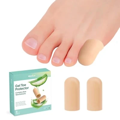 Afbeelding van Welnove Pinky Gel Toe Cap en Protector Set van 12 siliconen teenbeschermers met aloë vera extract teenkussens voor pijnverlichting, ontbrekende of ingegroeide teennagels, likdoorns, eelt, blaren
