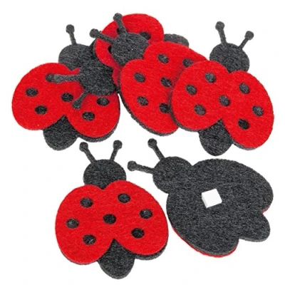 Afbeelding van GLOREX Vilten lieveheersbeestje, Fliz, rood, 3,5 cm verpakking van 6 stuks