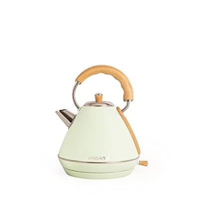 Afbeelding van CREATE Waterkoker Retro 2200 Watt 1,7 Liter RVS BPA vrij Elektrisch Pastelgroen Kettle L