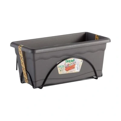Afbeelding van Plantenbak met schaal Plastiken Antraciet Polypropyleen 50 x 20 cm