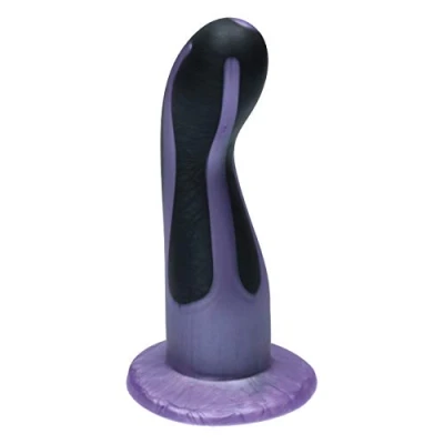 Afbeelding van Ylva &amp; Dite Leda Siliconen G spot / Prostaat dildo Made in Holland Zwart Metallic Violet