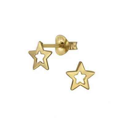 Afbeelding van JoyS Zilveren ster oorbellen 6 mm 14k goudplating