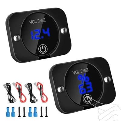 Afbeelding van 2PCS 12V Auto Digitale Voltmeter, Waterdichte Vertoningsvoltage Meter met Touch Switch Panel, Blauwe Voltagemeter voor Boot Marien Voertuig Motorfiets Vrachtwagen Camper ATV UTV