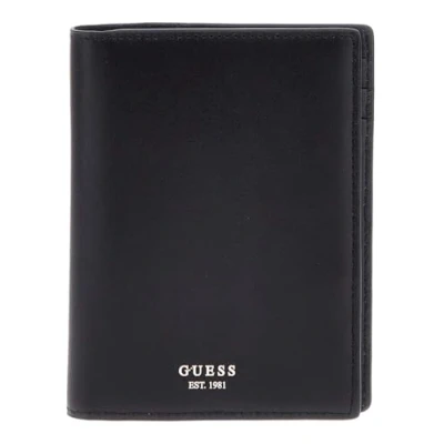 Afbeelding van GUESS Leren Identiteitskaarthoesje Passport Holder Black Zwart