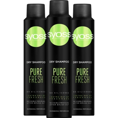 Afbeelding van 3x Syoss Pure Fresh Droogshampoo 200 ml
