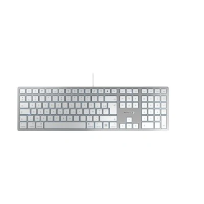 Afbeelding van CHERRY KC 6000C FOR MAC, bedraad toetsenbord, Mac indeling, Franse indeling (AZERTY), USB C aansluiting, snelle toegang tot 13 populaire functies, ultraslank ontwerp, wit zilver
