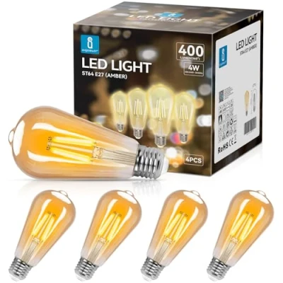 Afbeelding van Aigostar 10ZCB ST64 Led Filament Lamp Lichtbron E27 2200K Warm Wit Set van 4 stuks 4W