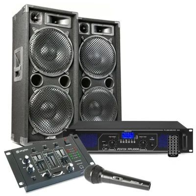Afbeelding van MAX212 DJ set met o.a. speakers, versterker en mixer 2800W
