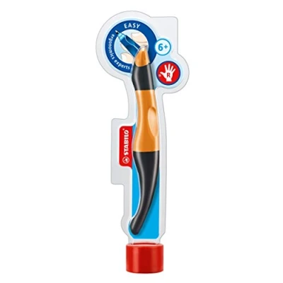 Afbeelding van Ergonomische rollerbalpen voor rechtshandigen STABILO EASYoriginal in oranje/antraciet blauw (uitwisbaar) incl. cartridge