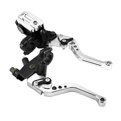 Afbeelding van 1 Pair Adjustable Break and Clutch Levers, 7/8&quot; Universal Motorcycle Brake Master Cylinder Reservoir Levers for Motorbike(Silver)