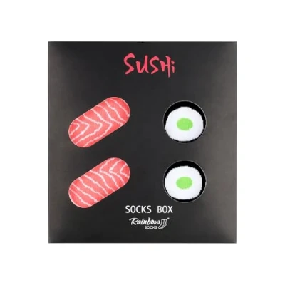 Afbeelding van Rainbow Socks mini sushi Box dames heren grappige salmon cucumber maki sokken 1 paar, sushi, 4146 EU