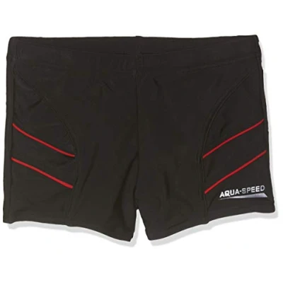 Afbeelding van Aqua Speed Andy Jongens Zwemboxer/ Zwembroek Zwart/Rood 128