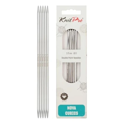 Afbeelding van KnitPro 20 cm x 3,75 mm Nova Cubics dubbelpuntige naalden, glanzend messing
