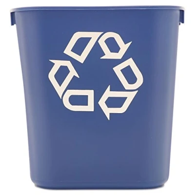 Afbeelding van Rechthoekige afvalbak 12,9 ltr, Rubbermaid, model: VB 002955, blauw, recyclingsymbool