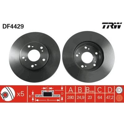 Afbeelding van Trw Remschijf DF4429
