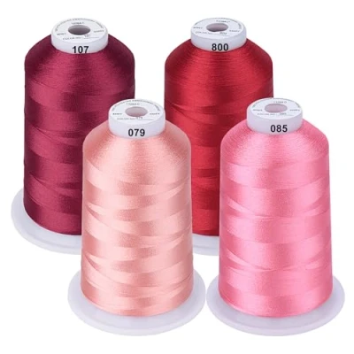 Afbeelding van Simthread Machinaal borduurgaren, 5000 m, spoelen, polyester, borduurgaren voor Babylock, Janome, Kenmore, Singer, W6 N borduurmachine (4 roze)