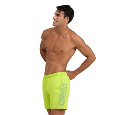 Afbeelding van ARENA Fundamentals Logo Boxer R Swim Trunks, Soft Green neon Blue, L Men&#039;s,