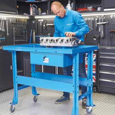 Afbeelding van Datona Montagetafel Verrijdbaar Blauw (120 x 80 102 cm)