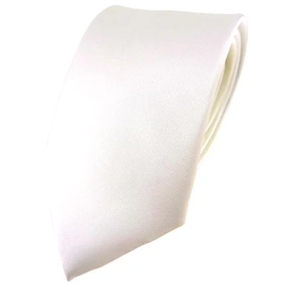 Afbeelding van TigerTie Satijnen zijden stropdas in verschillende kleuren effen 100% zijde breedte 8 cm, crème/wit, Krawattengröße: ca. Länge 150 Breite cm