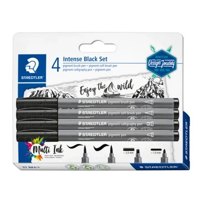 Afbeelding van Intense black set pigment soft brush/calligraphy/pen