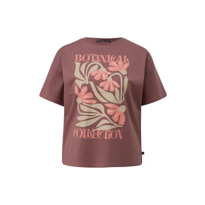 Afbeelding van QS MIT ÜBERSCHNITTENER Schulter Tshirt print, Dames, Maat: XS, Aubergine