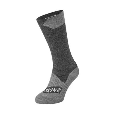 Afbeelding van SEALSKINZ Heren Walking Thin Mid sokken, zwart/grijs gemêleerd, L