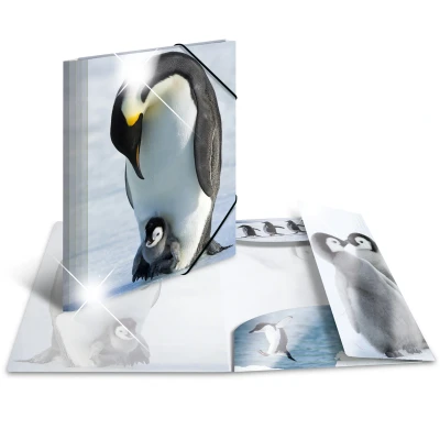 Afbeelding van 3x Elastomappen glossy dieren A4 PP penguins