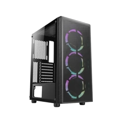 Afbeelding van Azza Prime Gamingkast 3x A RGB ventilator (ATX, mATX, ITX), PC behuizing, Zwart