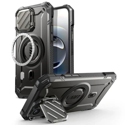Afbeelding van SUPCASE UB Pro MagXT Hoesje Geschikt voor Apple iPhone 16e Back Cover met Camera Protector Kickstand Compatibel MagSafe Extra Bescherming Zwart