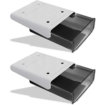 Afbeelding van Onder bureau Lade Organizer, Hibucuo 2 stuks Zelfklevende Pencil Tafel Ladeopslag Organisator Bureaublad Opslag Zwart