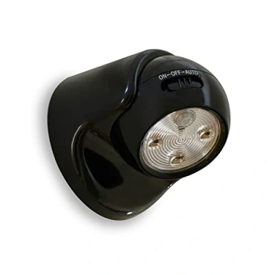 Afbeelding van Auraglow batterijgevoede bewegingsgeactiveerde PIR sensor Verwijderbare draadloze LED beveiligingslamp (zwart, zonder batterijen)