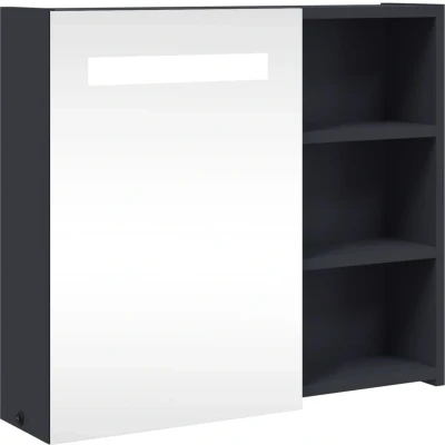 Afbeelding van vidaXL Badkamerkast met spiegel en LED 60x13x52 cm grijs