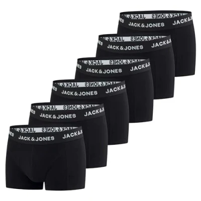 Afbeelding van JACK &amp; JONES Boxershorts voor heren, set van 6 basic boxershorts, stretch onderbroeken, ondergoed, retroshorts, set, katoen, zwart, rood, groen, blauw, grijs, S, M, L, XL, XXL, 3XL, 4XL, 5XL, 6XL, 7XL