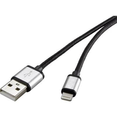 Afbeelding van Renkforce USB kabel 2.0 A stekker, Apple Lightning stekker 0.50 m Donkergrijs Gesleeved RF 3969327
