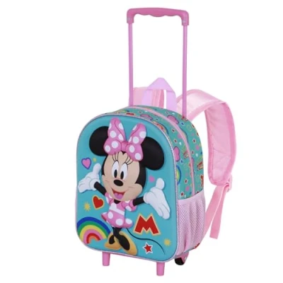 Afbeelding van Disney Minnie Mouse Greet Small 3D rugzak met wielen, turquoise, 26 x 34 cm, inhoud 7 l, Turquoise Mouse, Eén maat, Kleine wielen