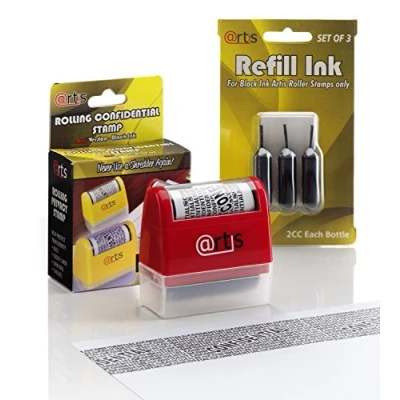 Afbeelding van ID bescherming Zelfinktende Stop Identiteitsdiefstal Erase It Verbergen Rolling Privacy Ink Stamp &amp; Refill Pack