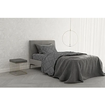 Afbeelding van Italian Bed Linen MB Home Basic &quot;Dafne&quot; Lakenset, Citylife Grijs, Eenpersoons
